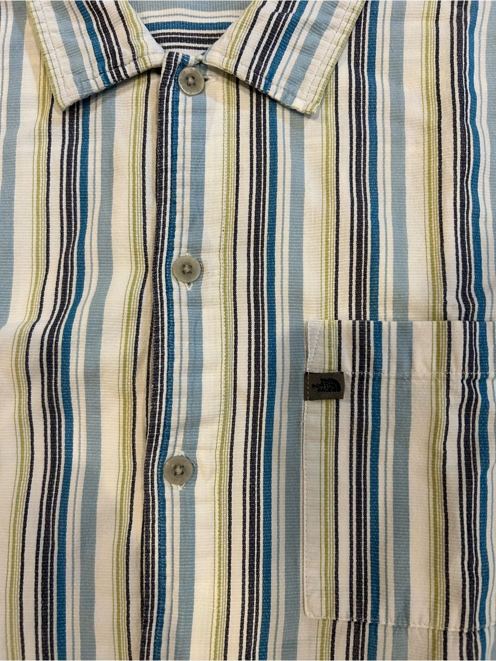 The North Face A5 Series Shirt Men's L Striped Short Sleeve Button Down Blue